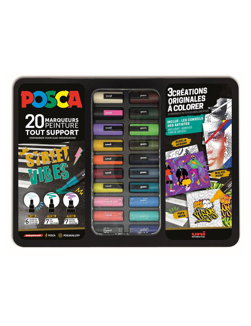 Marqueur peinture POSCA Mallette Street Vibes - 20 marqueurs
