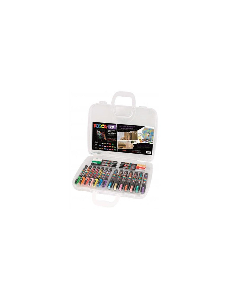 Marqueur peinture POSCA Mallette Festive - 20 marqueurs