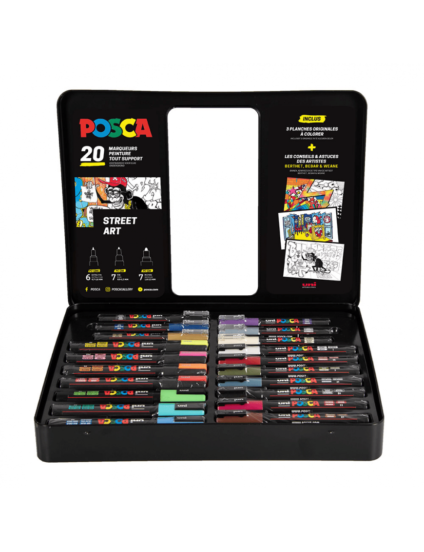 Marqueur peinture POSCA Mallette Street Art - 20 marqueurs